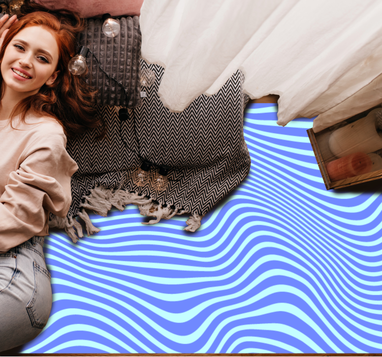 Vinyl Teppich geometrisch fließende blaue wellen - TenStickers