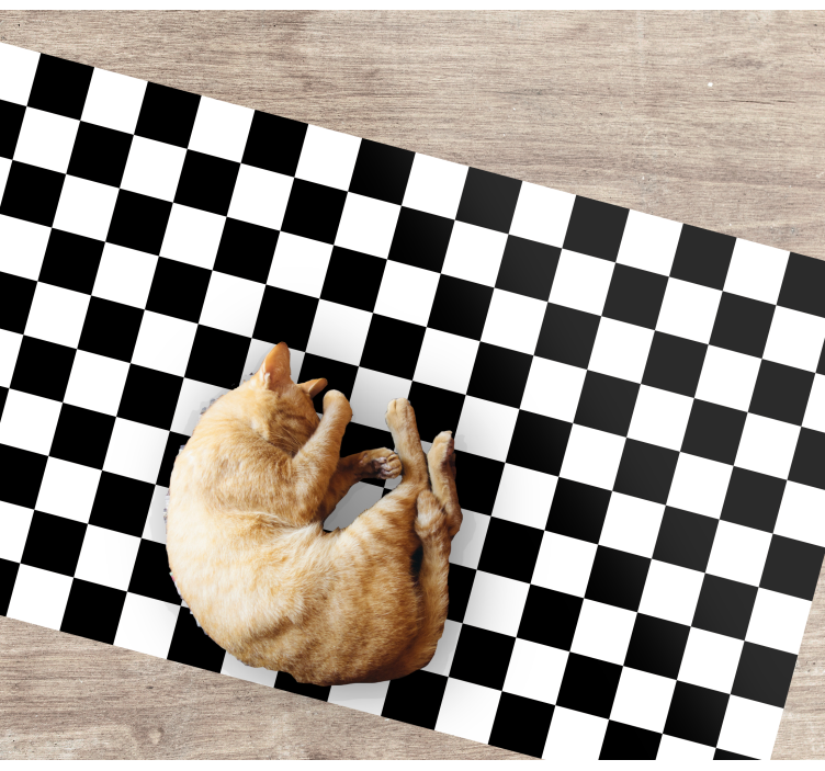 Vinyl teppich geometrisch schwarz-weißer karomuster - TenStickers