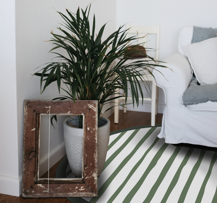 Vinyl Teppich rund grün gestreiftes arrangement - TenStickers