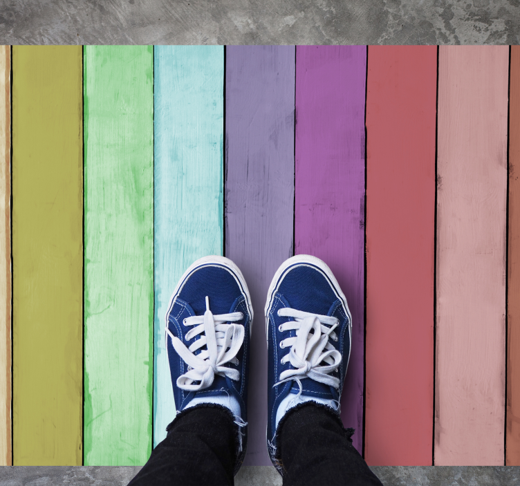 Vinylteppich Holzoptik lebendige regenbogenlinien - TenStickers