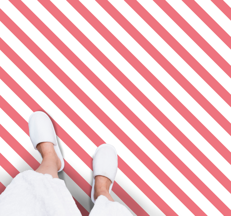 Vinyl Teppich gestreift rosa und weißes muster - TenStickers