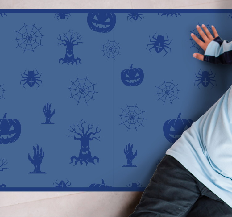 Vinyl Teppich Halloween blaues gruseliges thema - TenStickers