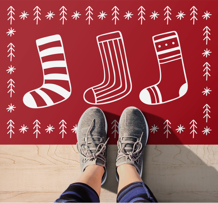 Vinyl Teppich Weihnachten rote faustsocken - TenStickers