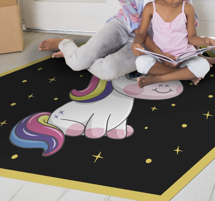 Vinyl Teppich Kinder bunte einhornfreude - TenStickers