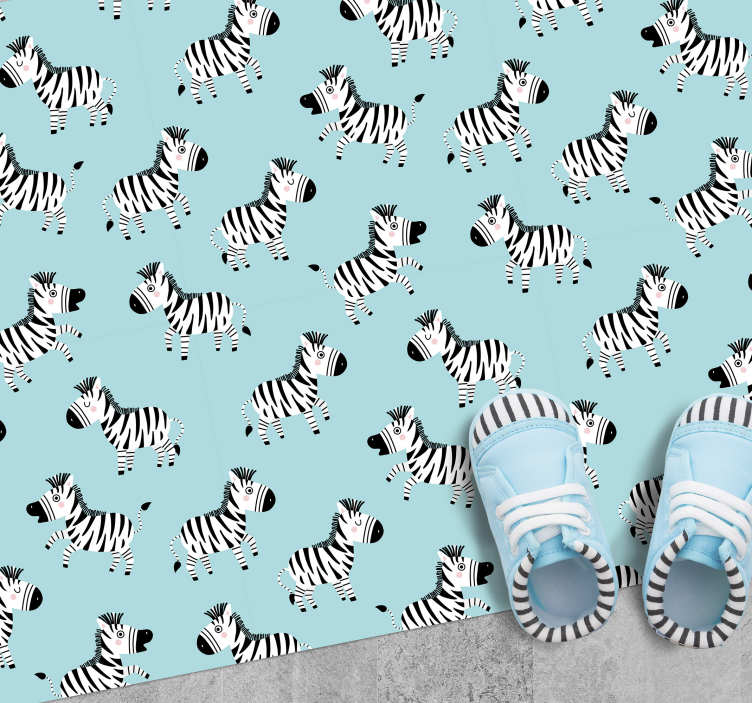 Vinyl Teppich Kinder cartoon-zebras - TenStickers