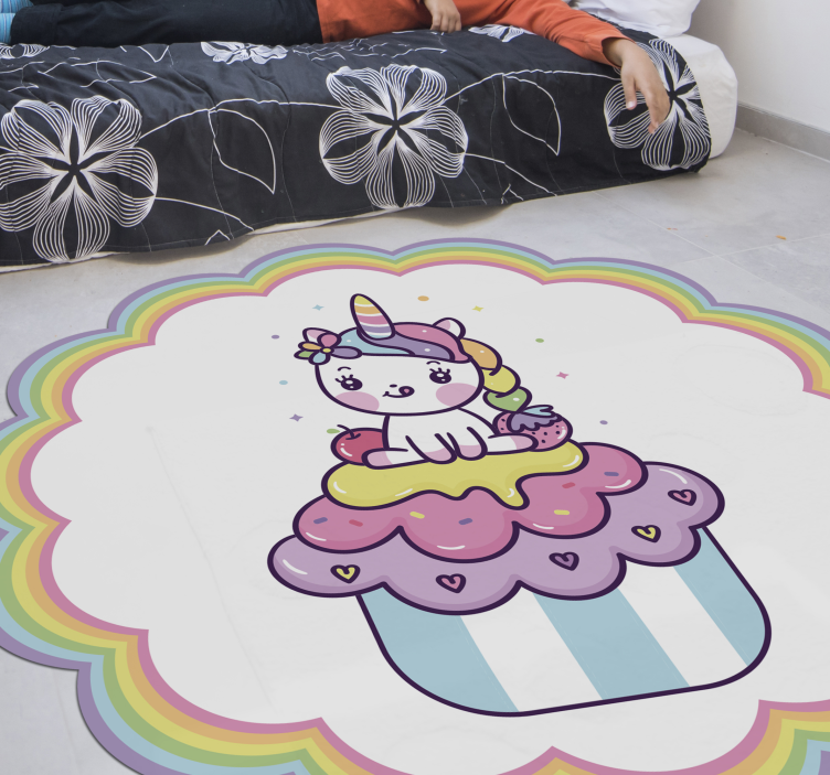 Vinyl Teppich Kinder einhorn in einem cupcake - TenStickers