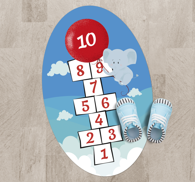 Vinyl Teppich Kinder himmel und hölle ballon elefant - TenStickers