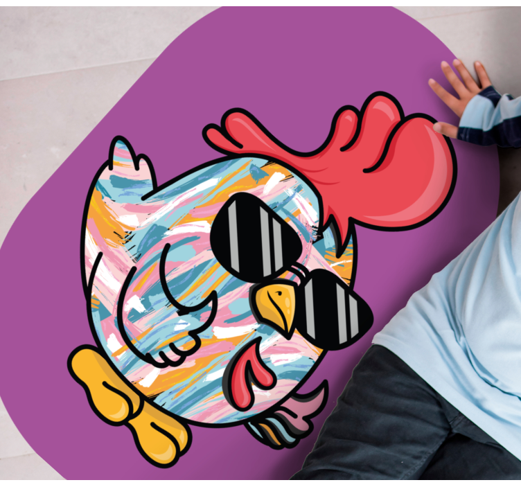 Vinylteppich kindlich mit schickem hühner-charakter - TenStickers