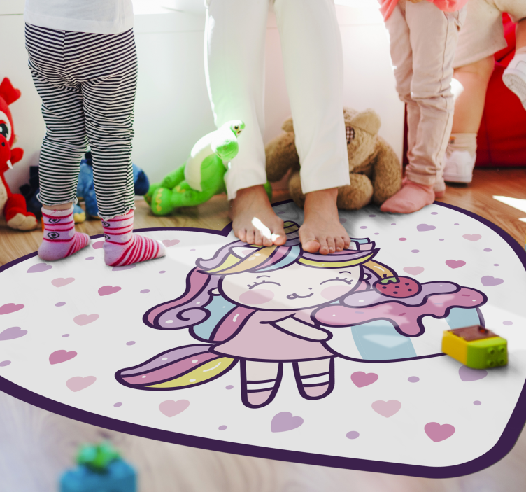Vinyl Teppich Kinder süßes einhorn-leckerli - TenStickers