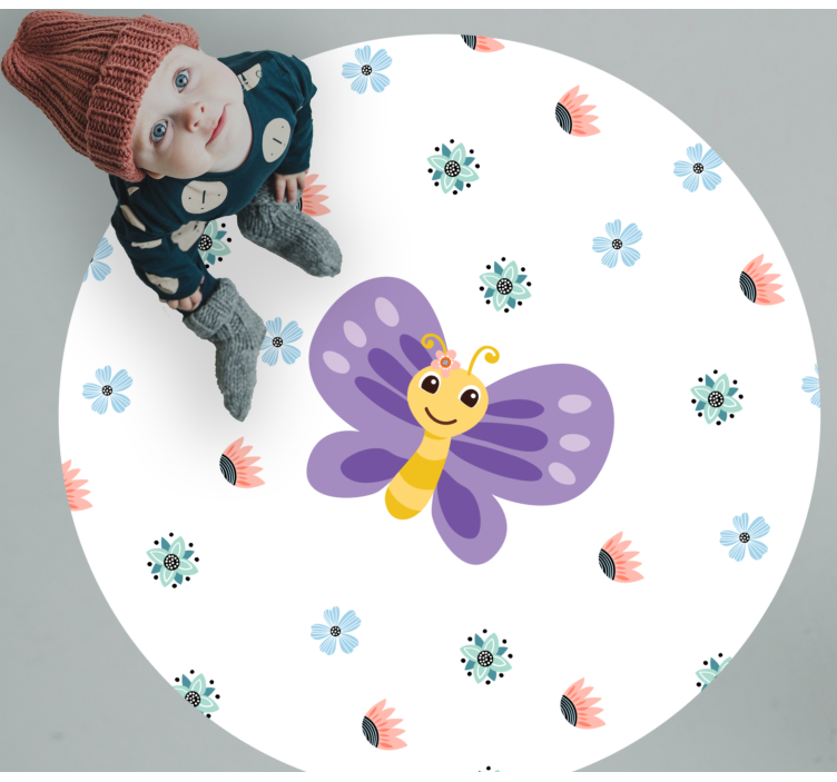 Vinyl Teppich Kinder lila schmetterlingsdesign - TenStickers