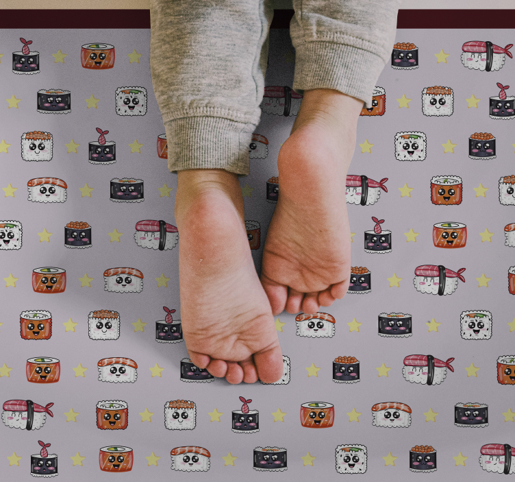 Vinyl Teppich Kinder sushi-cartoon-muster - TenStickers