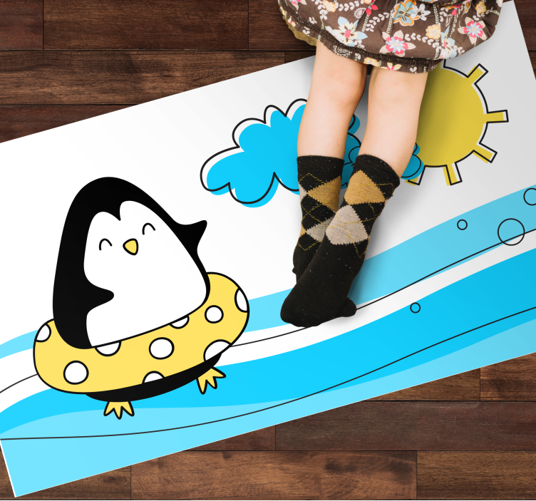 Vinyl Teppich Kinder verspielte pinguinillustration - TenStickers