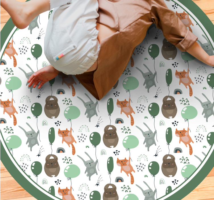 Vinyl Teppich Kinder verspielte tierballons - TenStickers