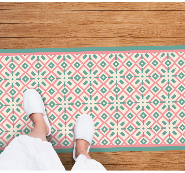 Vinylteppich rechteckig Pinkes, blaues und gelbes boho-muster - TenStickers