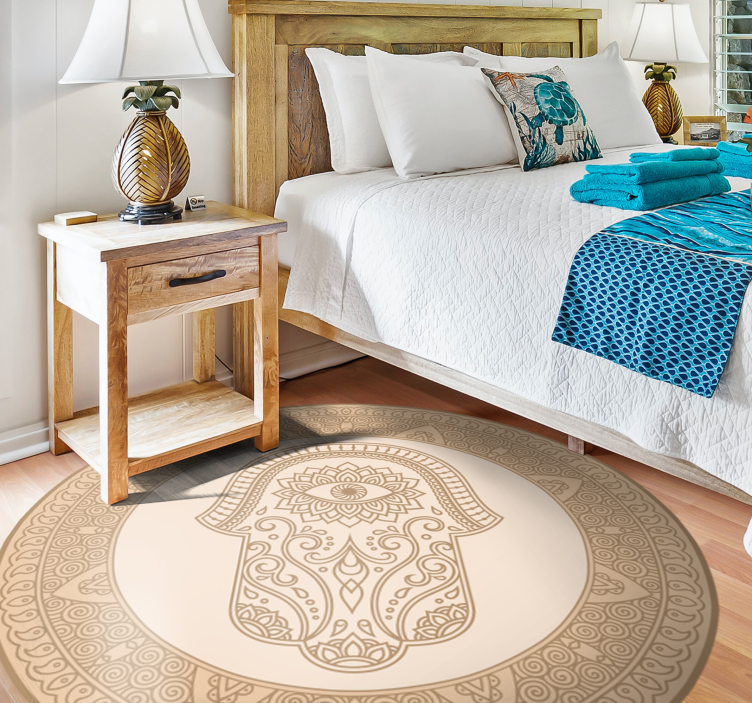 Vinyl Teppich Mandala beiges fatima-handsymbol - TenStickers