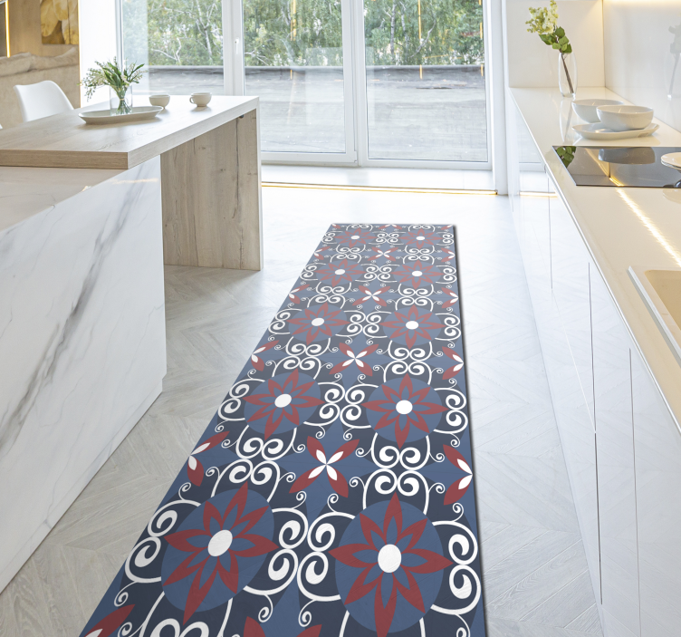 Vinyl Teppich Fliesenoptik botanisches spiralelement - TenStickers