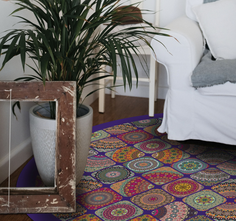 Vinyl Teppich Mandala bunte kreisförmige muster - TenStickers