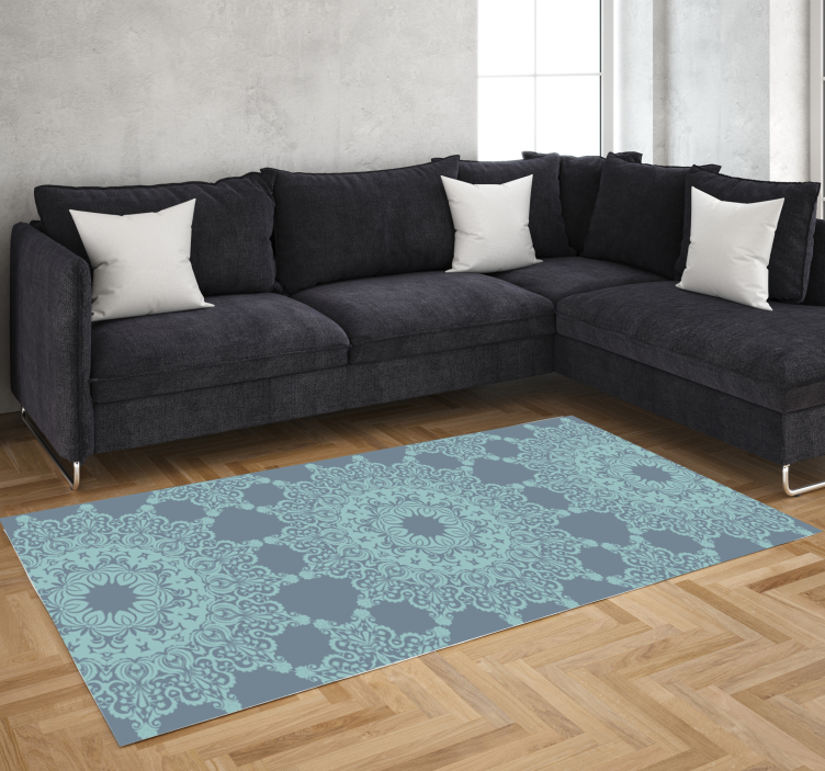 Vinyl Teppich Mandala elegantes blaues muster - TenStickers