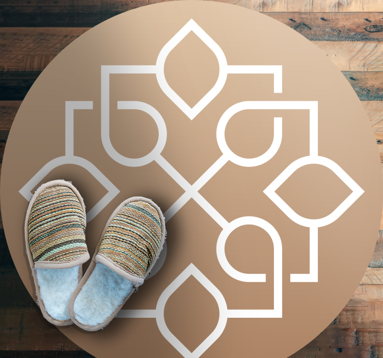 Vinyl Teppich Mandala braunes und weißes motiv - TenStickers