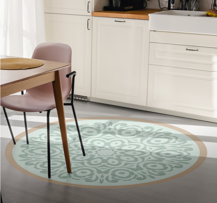 Vinyl Teppich Mandala rundes botanisches arrangement - TenStickers