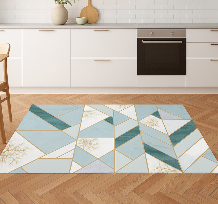 Vinyl Teppich Marmor aqua geometrisches muster - TenStickers