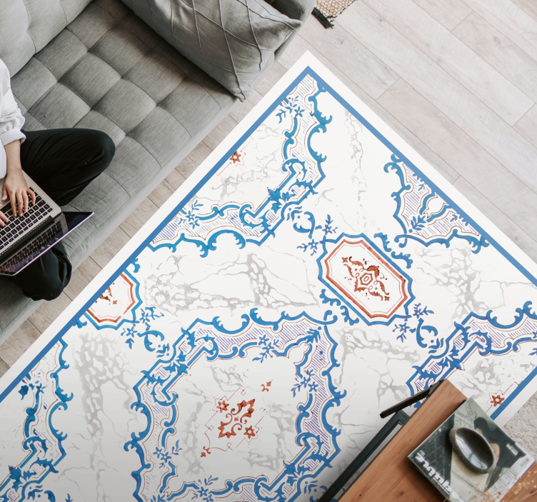 Vinyl Teppich Marmor elegante blaue muster - TenStickers