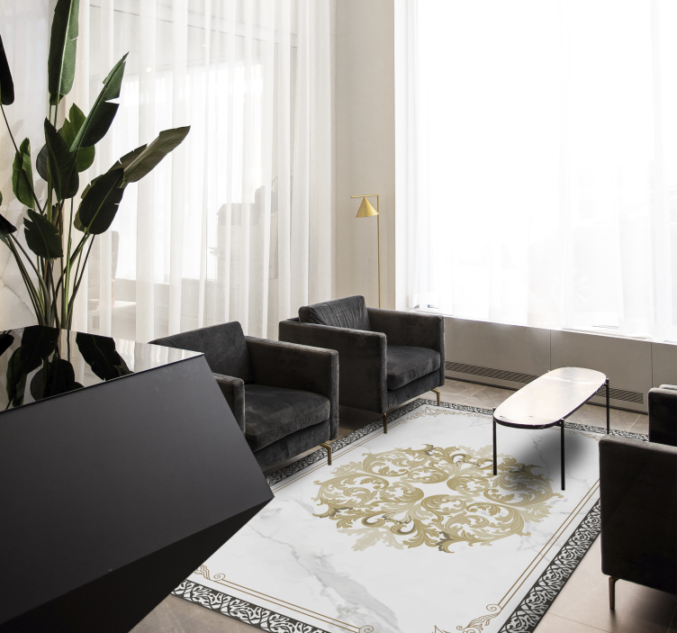 Vinyl Teppich Marmor elegante goldene verzierung - TenStickers