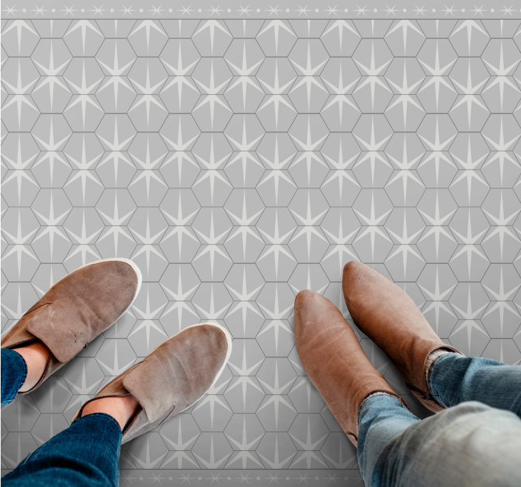 Vinyl Teppich grau sechseckiges sternmuster - TenStickers