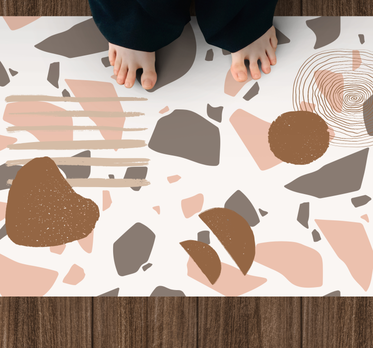 Vinyl teppich imitation mit abstrakten terrazzo-formen - TenStickers
