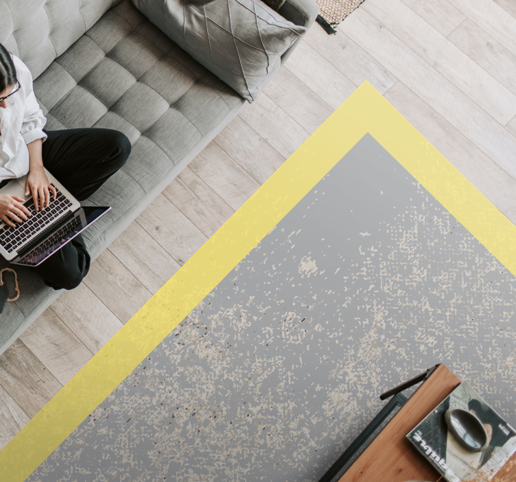 Vinyl Teppich Wohnzimmer gelber rahmen - TenStickers
