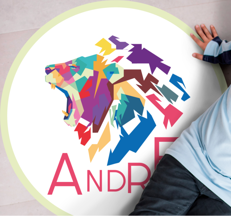 Vinyl Teppich mit Namen bunte löwen-personalisierung - TenStickers