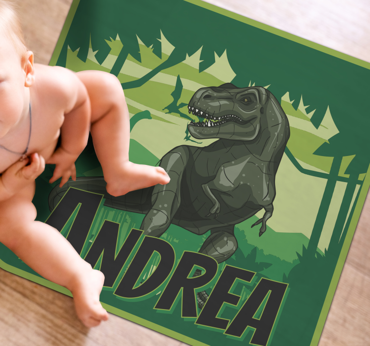 Vinyl Teppich mit Namen dinosaurier-abenteuer - TenStickers