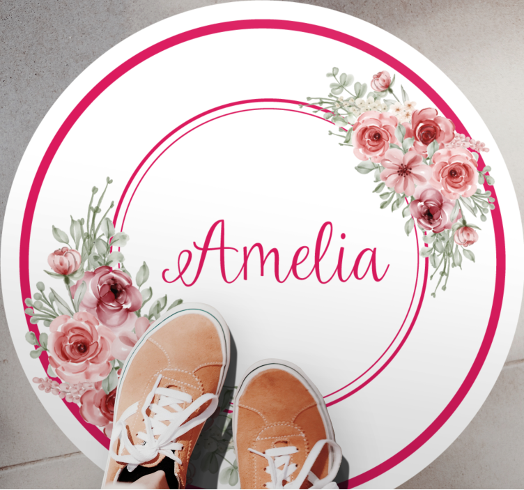 Vinyl Teppich Schlafzimmer florales monogramm mit namen - TenStickers