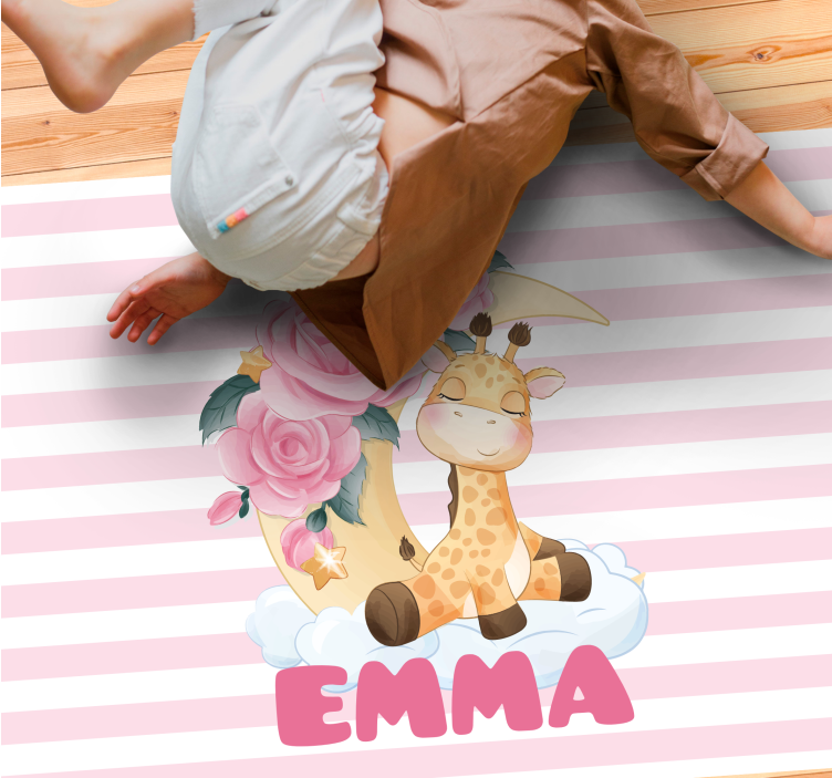 Vinyl Teppich Baby benutzerdefinierte glückliche giraffe - TenStickers