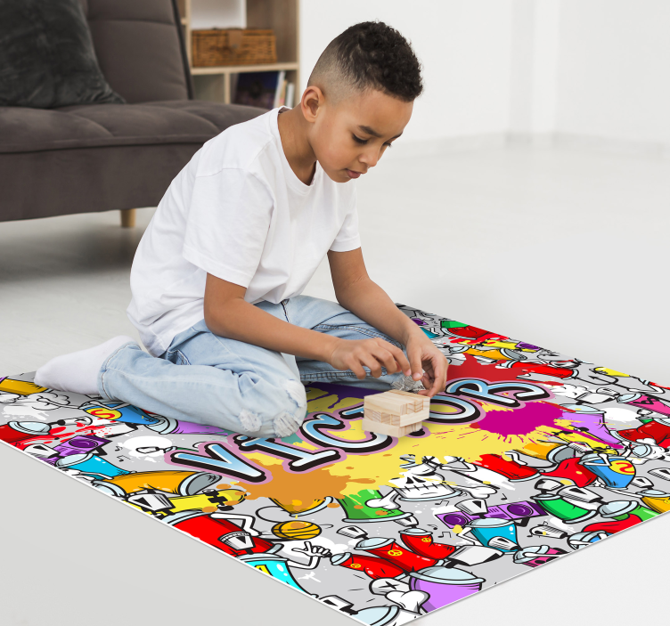 Vinyl Teppich mit Namen individueller graffiti-stil - TenStickers