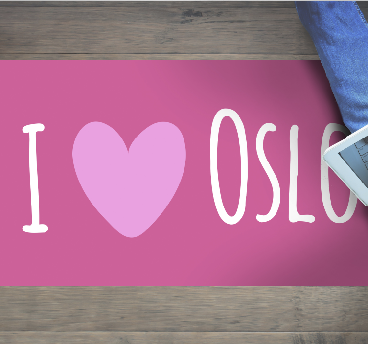 Vinyl Teppich Spruch ich liebe oslo pink design - TenStickers