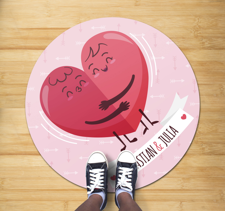 Vinyl Teppich mit Namen personalisierte herzillustration - TenStickers