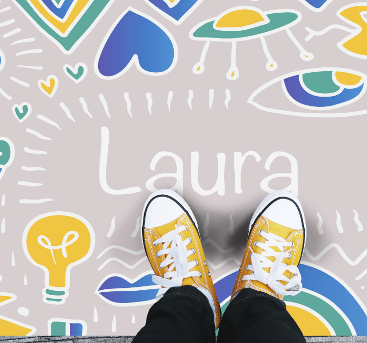 Vinyl Teppich mit Namen personalisierte verspielte matte - TenStickers