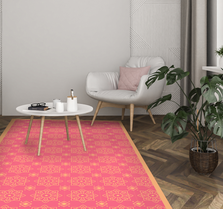 Vinyl Teppich Wohnzimmer raffinierte rosa fliesen - TenStickers