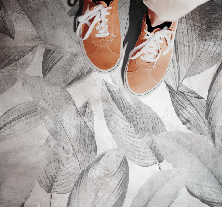 Vinyl Teppich Blumen blatt-monochrom-muster - TenStickers