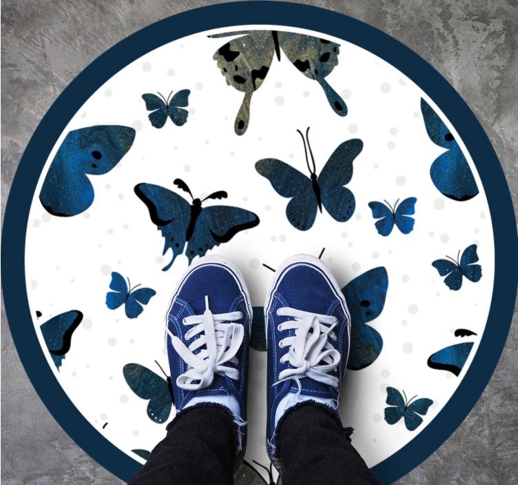 Vinyl Teppich Tiere blaues schmetterlingsmotiv - TenStickers