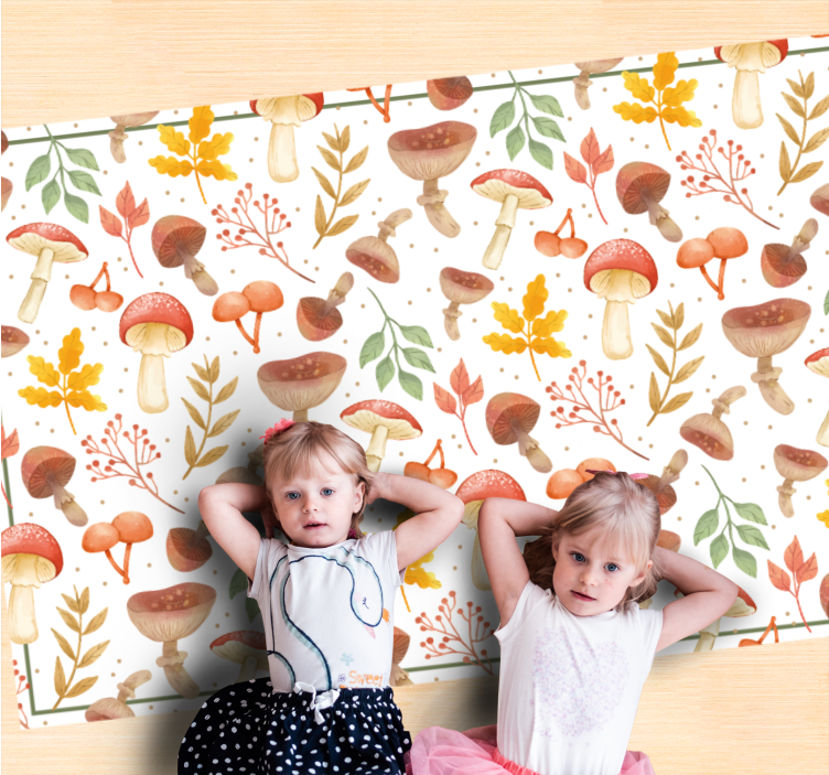 Vinyl Teppich Natur bunte pilzelemente - TenStickers