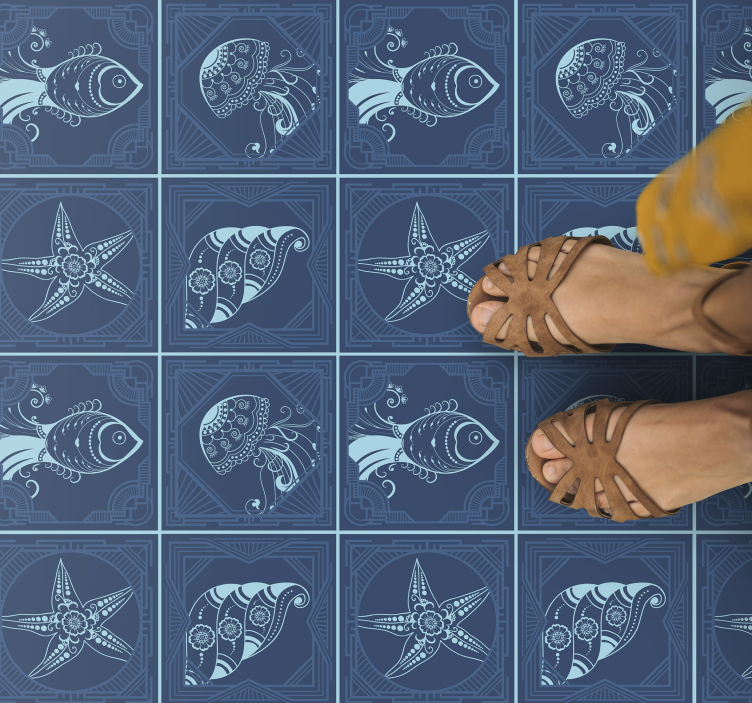 Vinyl Teppich Bad meereslebewesen-design - TenStickers