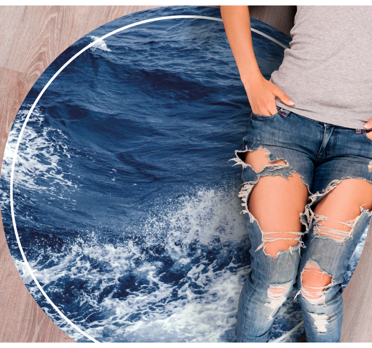 Vinyl Teppich rund meereswellenbewegung - TenStickers