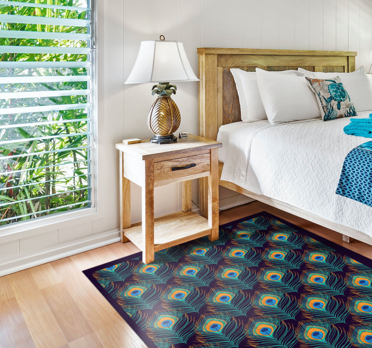 Vinyl teppich schlafzimmer pfauenfeder motiv - TenStickers