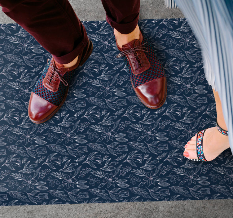 Vinyl Teppich Blumen florale marine eleganz - TenStickers