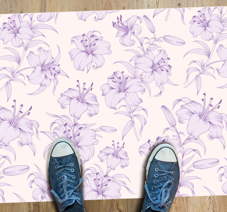 Vinyl Teppich Blumen lila blumenmuster - TenStickers