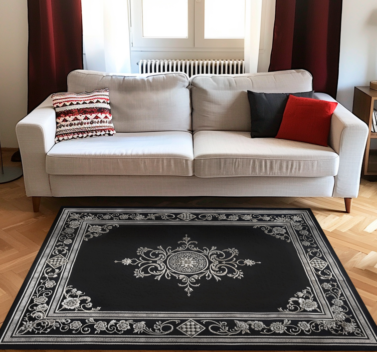 Vinyl Teppich schwarz klassisches orientalisches design - TenStickers