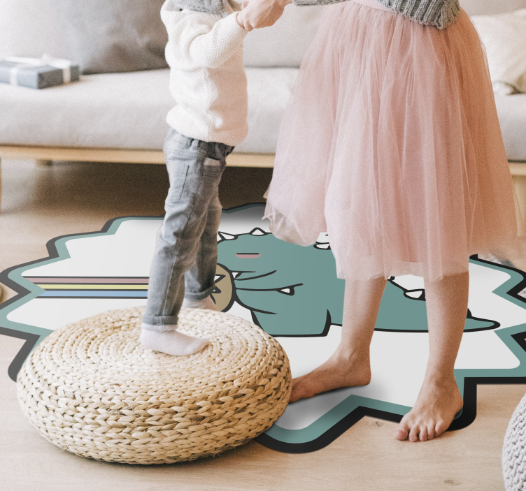 Vinylteppich kindlich dinosaurier-regenbogen-atem - TenStickers