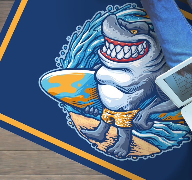 Vinyl Teppich Jugendzimmer fröhlicher hai-charakter - TenStickers